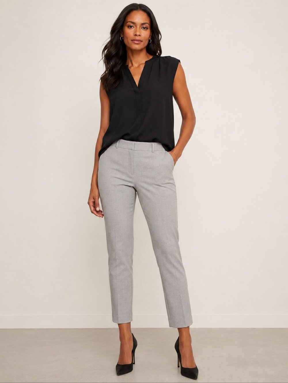 ❤️ WHITE HOUSE BLACK MARKET HIGH-RISE SLIM ANKLE PANTS  / TROUSERS, GRAY, 12L
